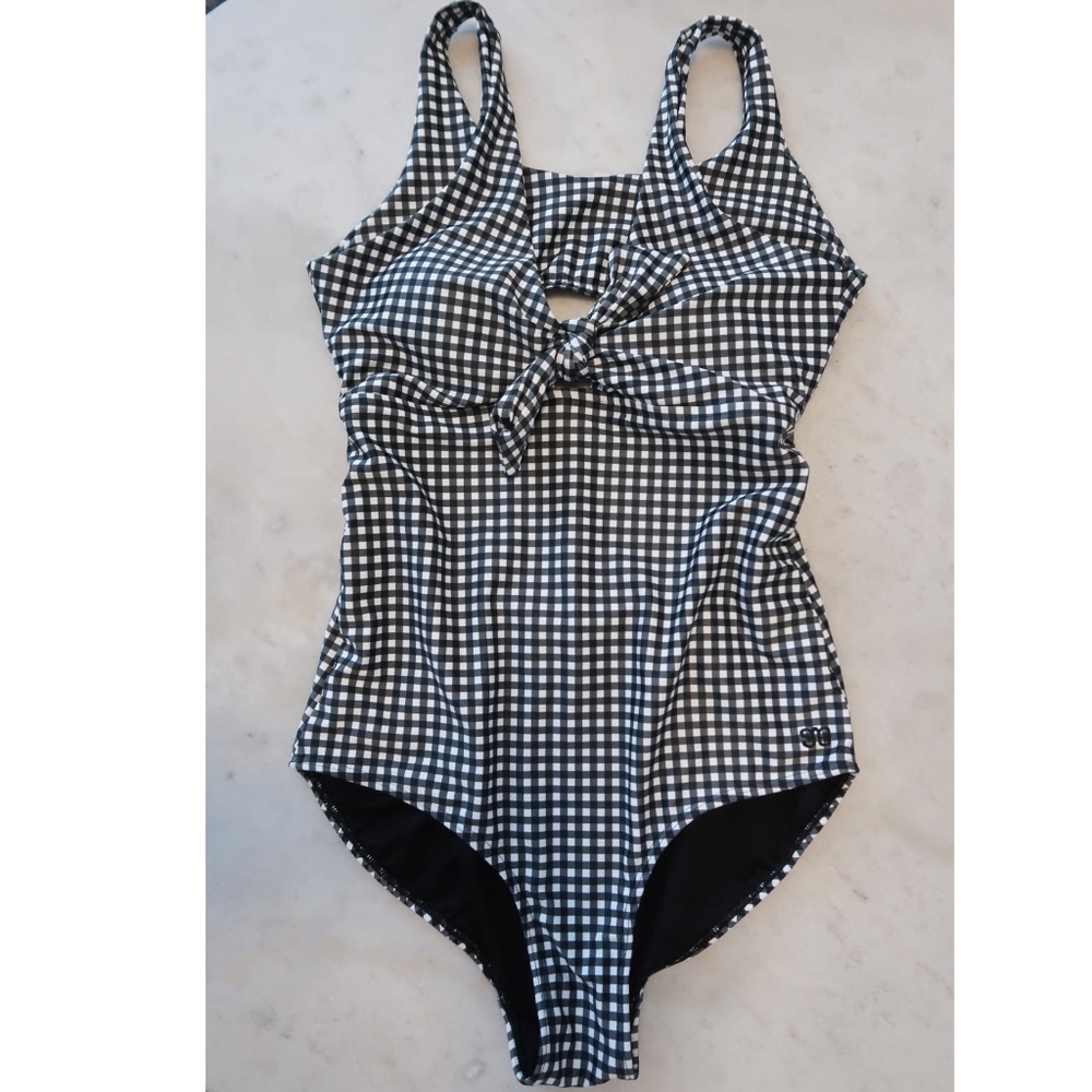 Albion Fit BLACK CHECKERS TOP KNOT ONE-PIECE Size Medium M
